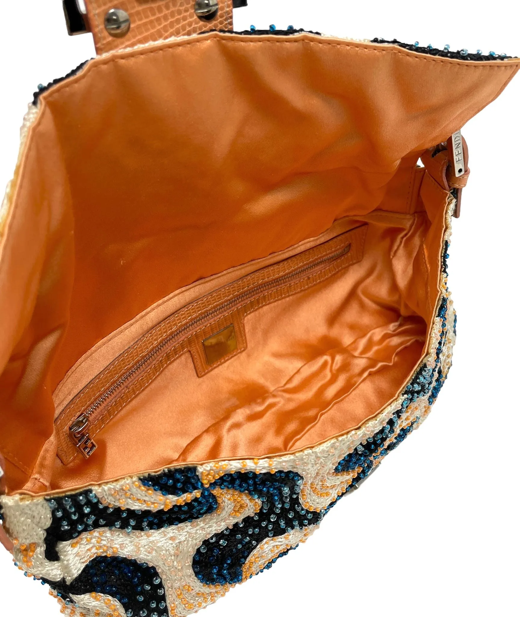Fendi Orange Wave Beaded Baguette