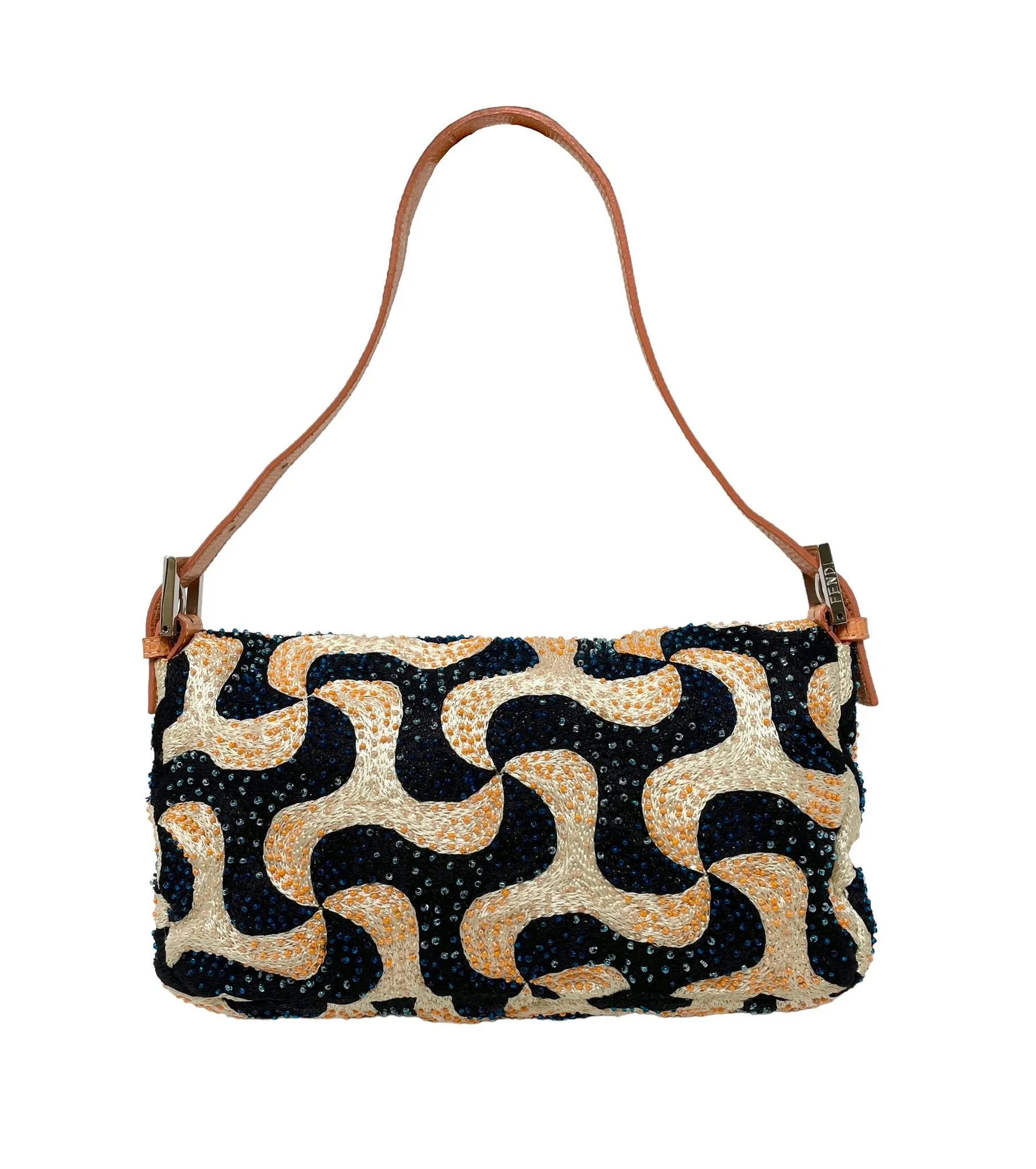 Fendi Orange Wave Beaded Baguette