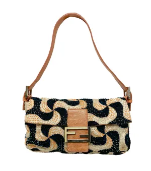 Fendi Orange Wave Beaded Baguette