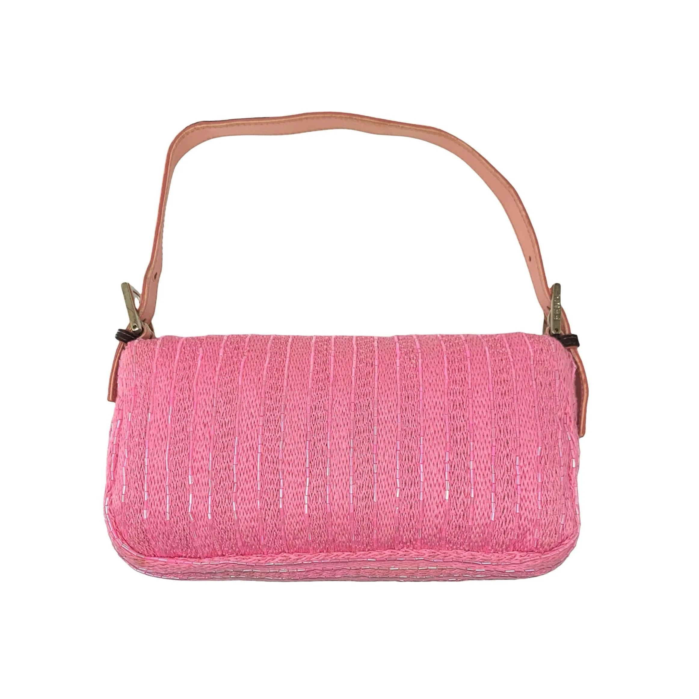 Fendi Pink Beaded Cow Print Baguette
