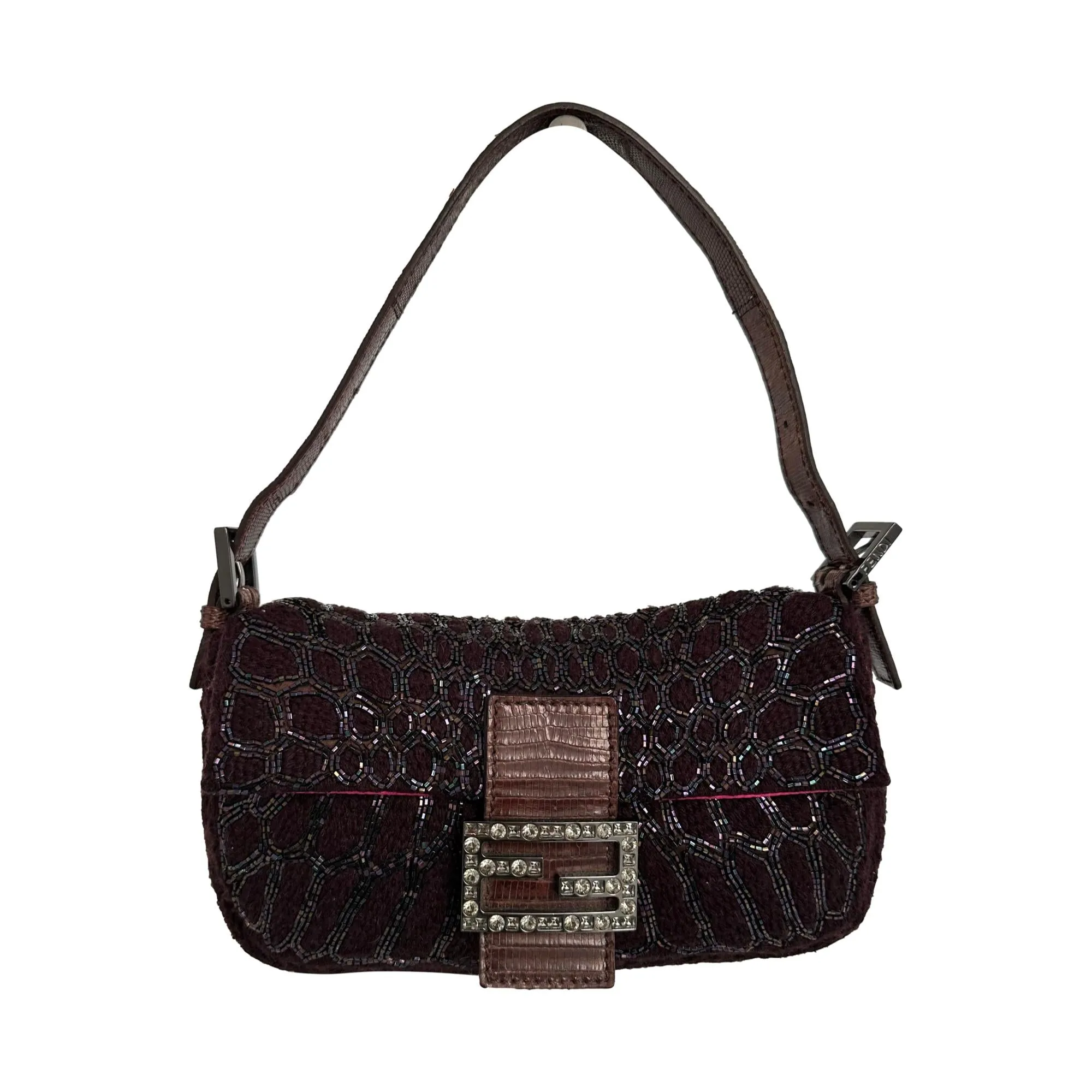 Fendi Purple Beaded Rhinestone Baguette