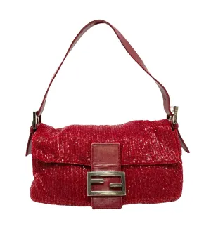 Fendi Red Beaded Baguette Bag