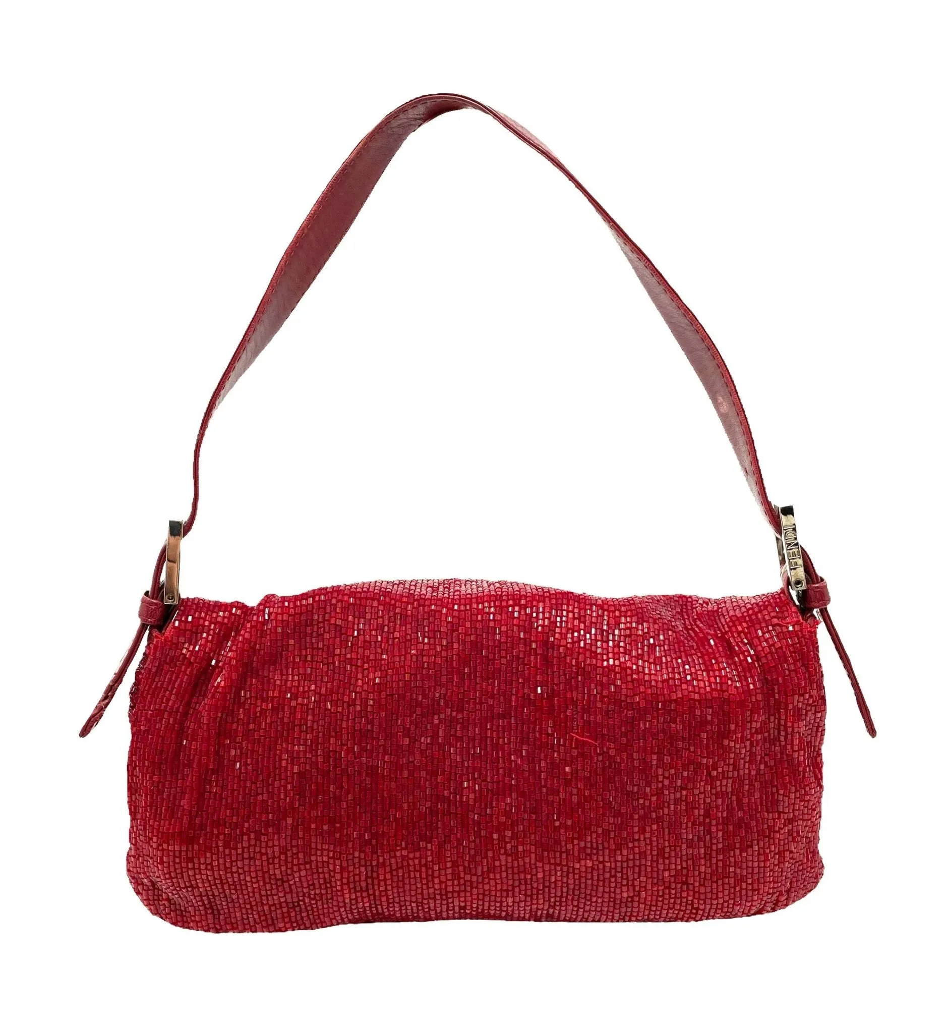 Fendi Red Beaded Baguette Bag
