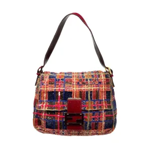 Fendi Red Plaid Beaded Baguette