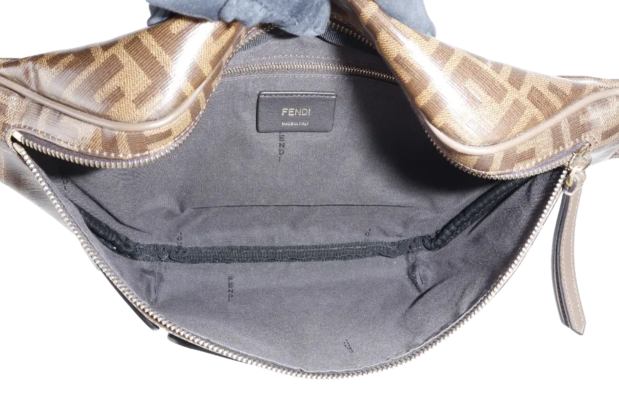 FENDI x FILA MONOGRAM ZUCCA BUMBAG BLUE, RED FONT WITH DUST COVER