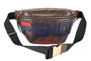 FENDI x FILA MONOGRAM ZUCCA BUMBAG BLUE, RED FONT WITH DUST COVER