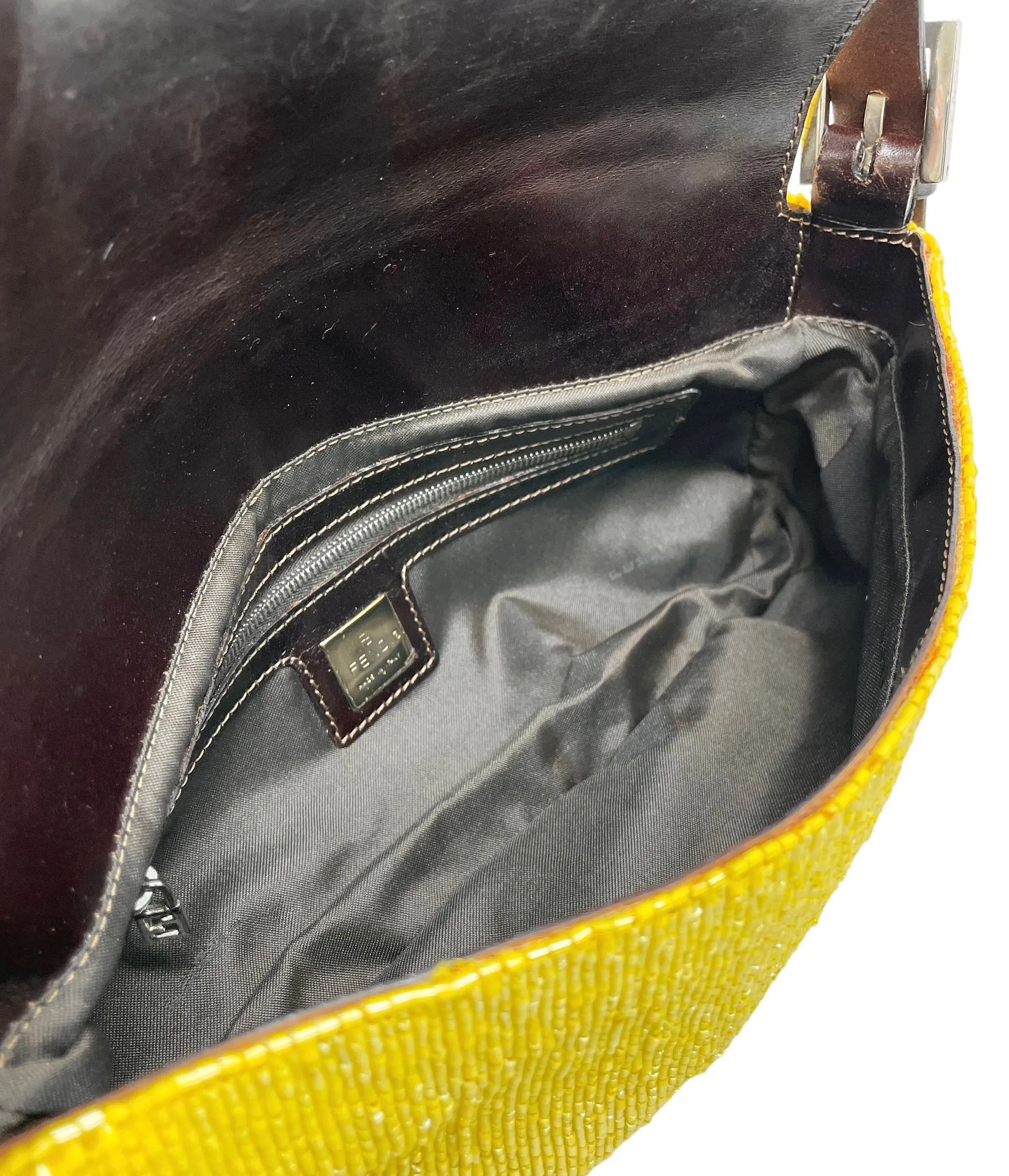 Fendi Yellow Beaded Baguette Bag