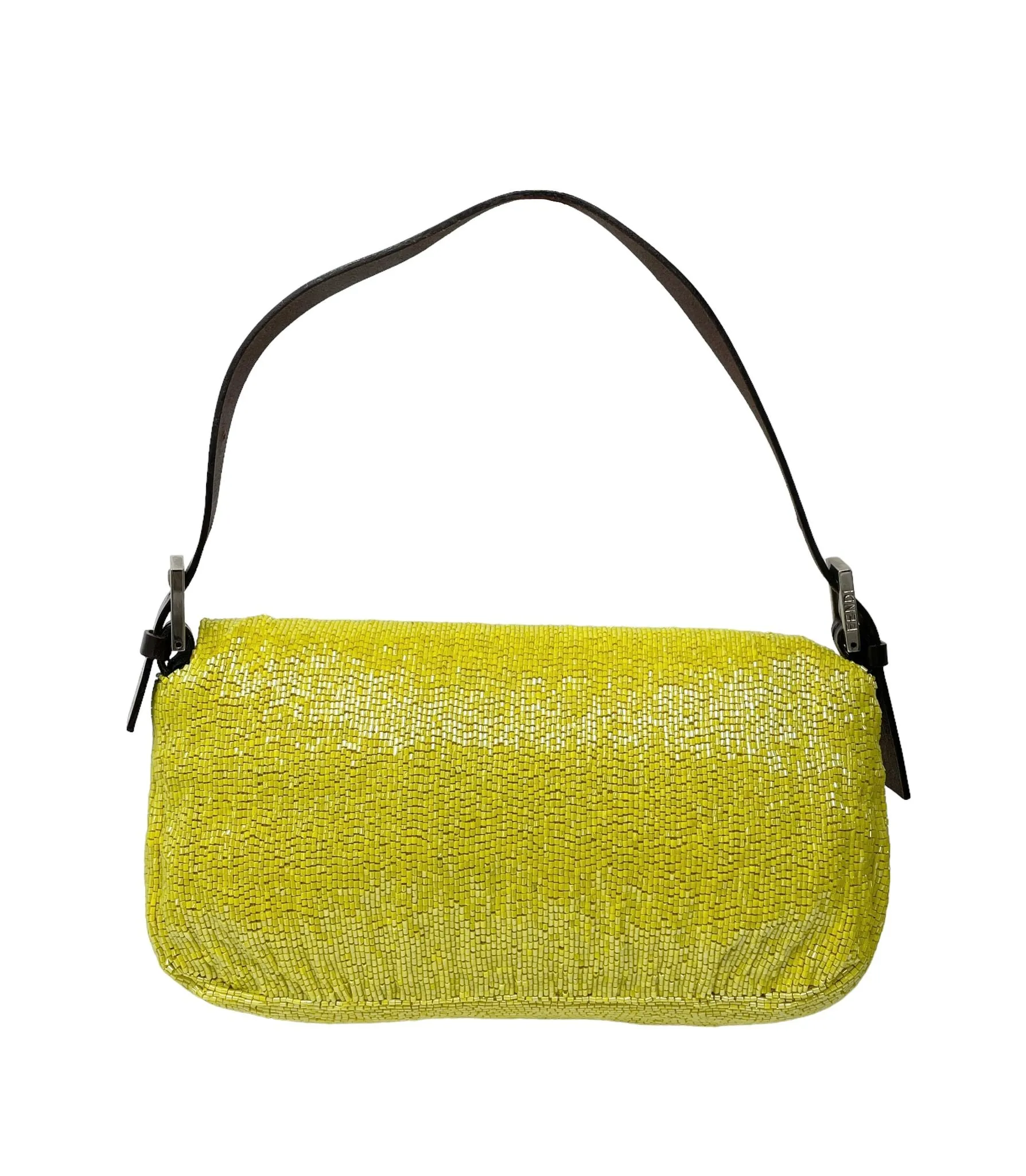 Fendi Yellow Beaded Baguette Bag