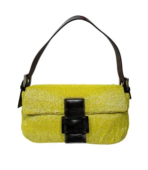 Fendi Yellow Beaded Baguette Bag