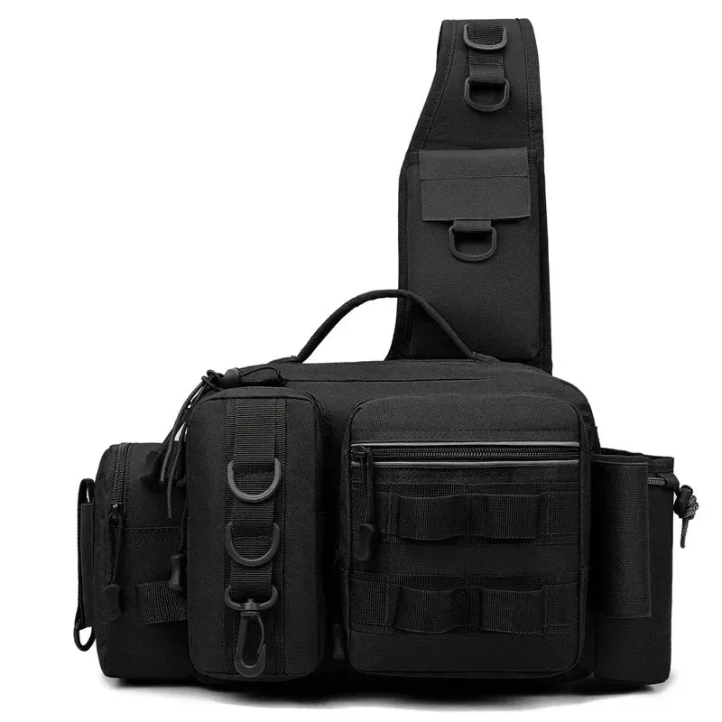 Fishing Tackle Backpack Lure Box Gear Storage Bag Fanny Pack for Men Fly Fishing Backpack with Rod Holder Sling Shoulder Bag