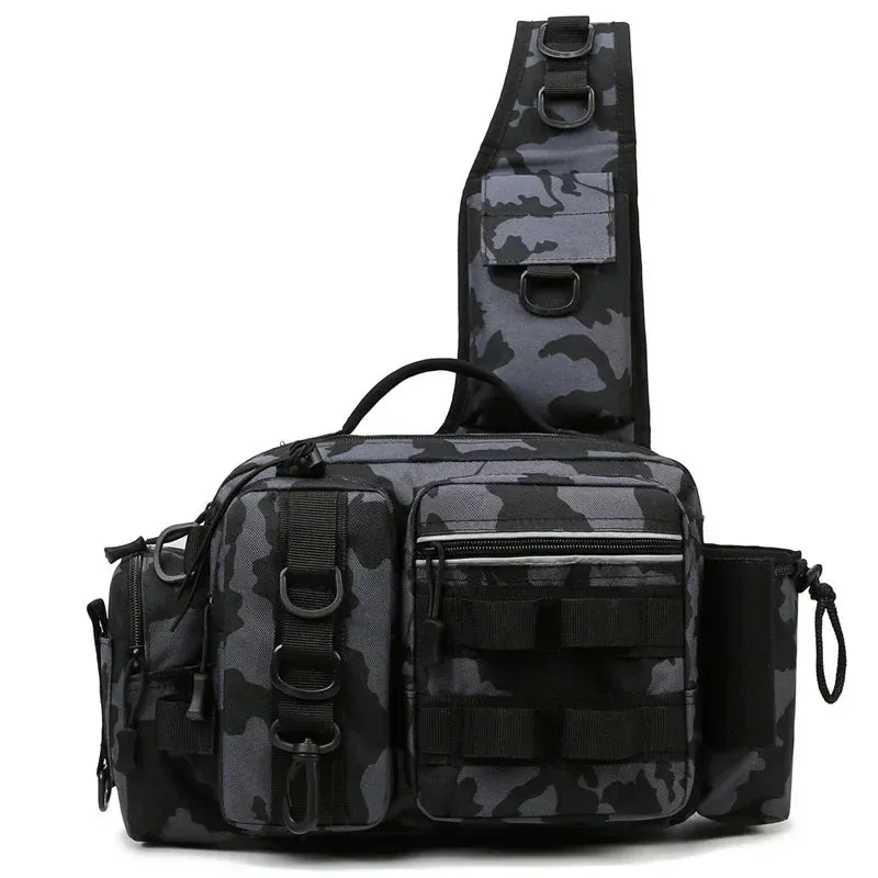 Fishing Tackle Backpack Lure Box Gear Storage Bag Fanny Pack for Men Fly Fishing Backpack with Rod Holder Sling Shoulder Bag