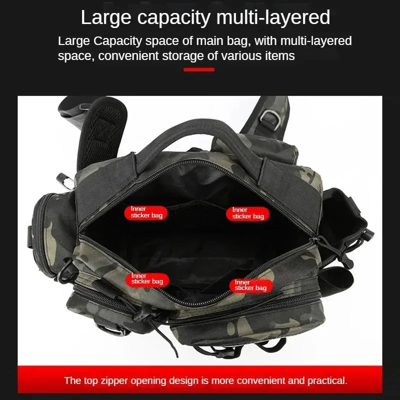 Fishing Tackle Backpack Lure Box Gear Storage Bag Fanny Pack for Men Fly Fishing Backpack with Rod Holder Sling Shoulder Bag