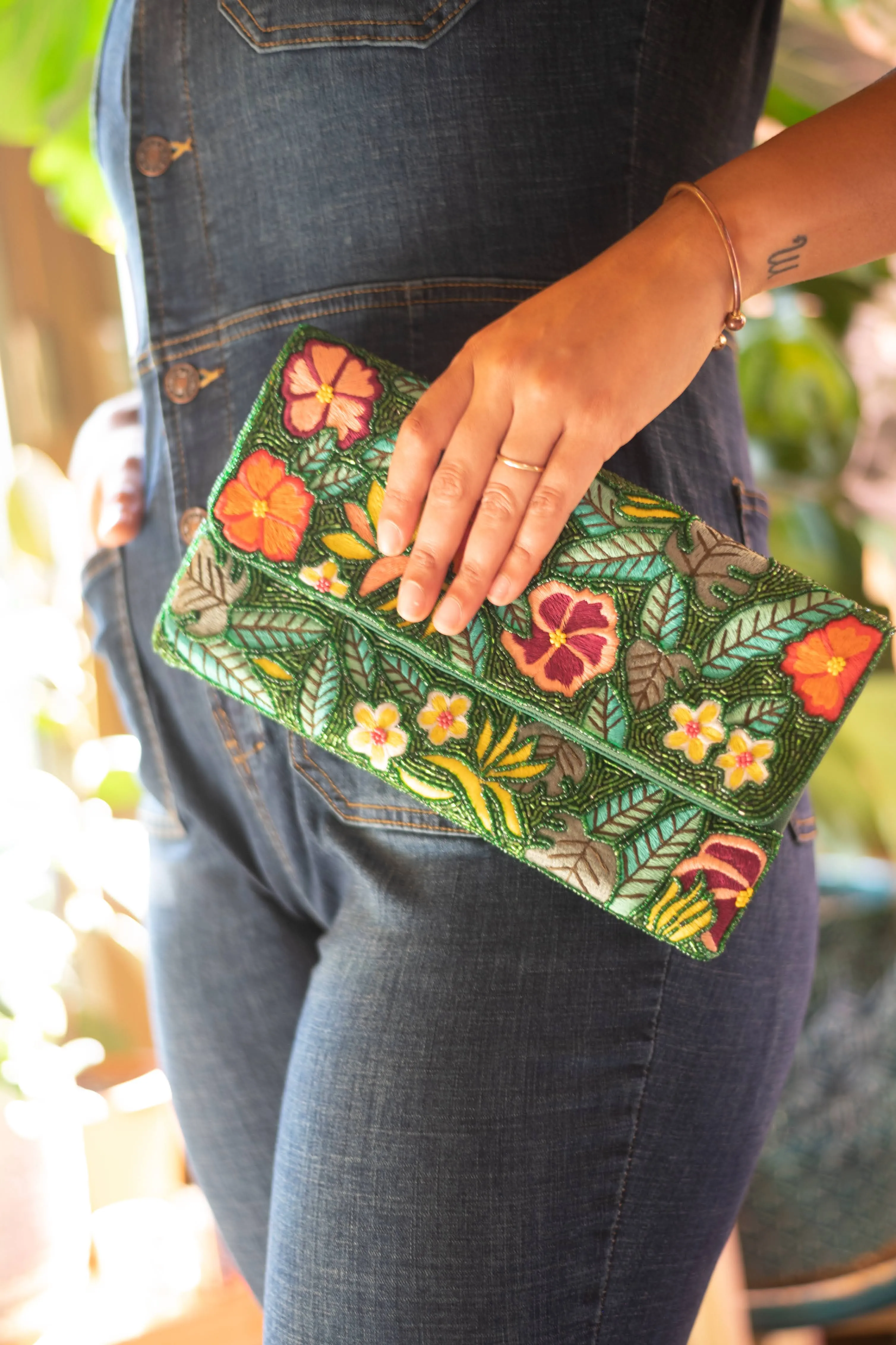 Floral Garden Handmade Beaded Clutch Handbag