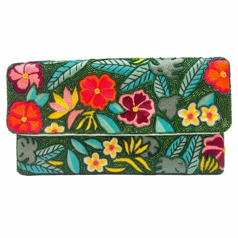 Floral Garden Handmade Beaded Clutch Handbag