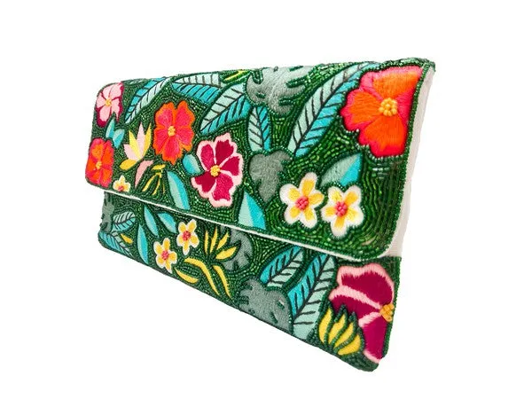 Floral Garden Handmade Beaded Clutch Handbag