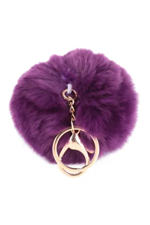 FLUFFY FUR BALL RABBIT POMPOM KEYCHAIN