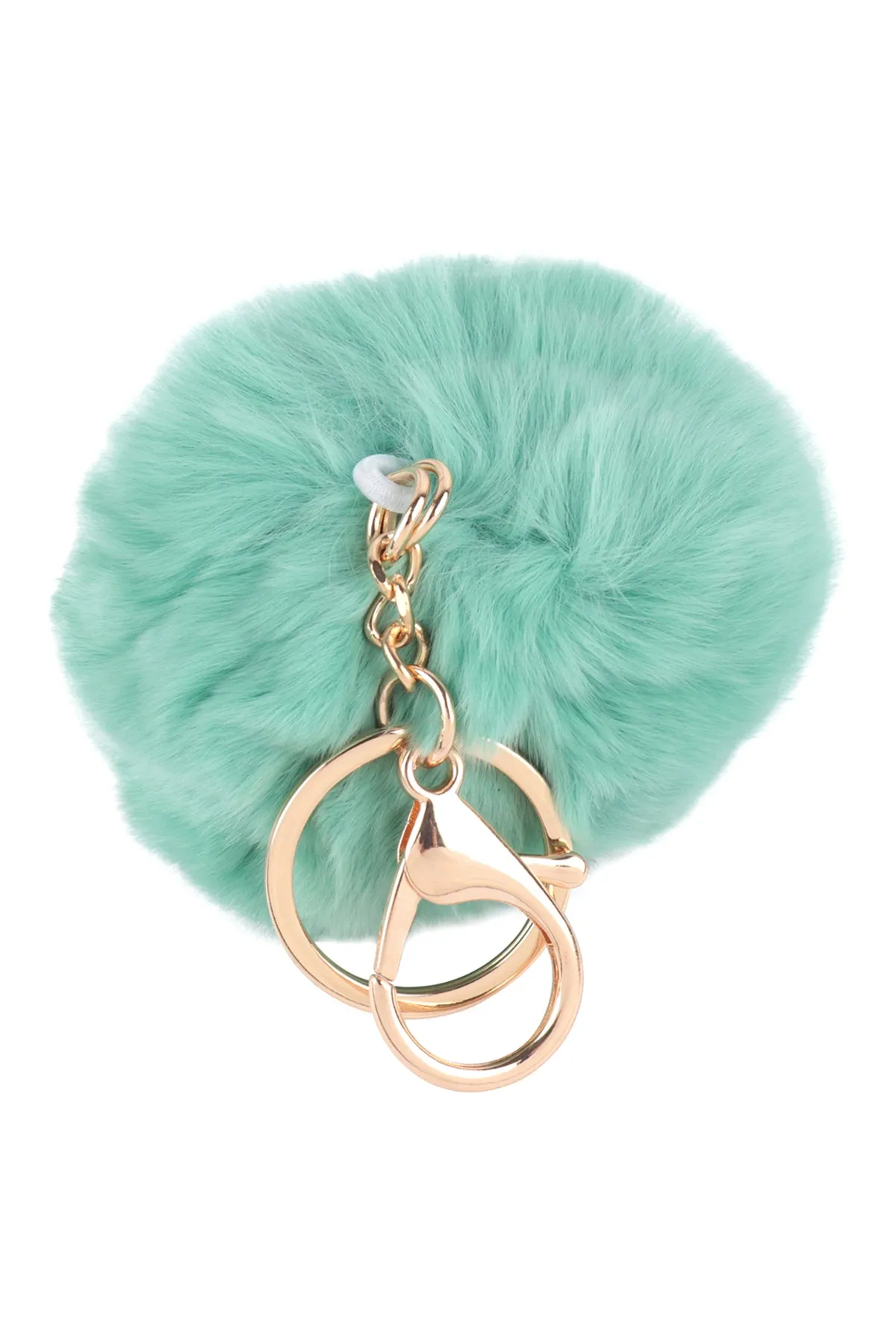 FLUFFY FUR BALL RABBIT POMPOM KEYCHAIN