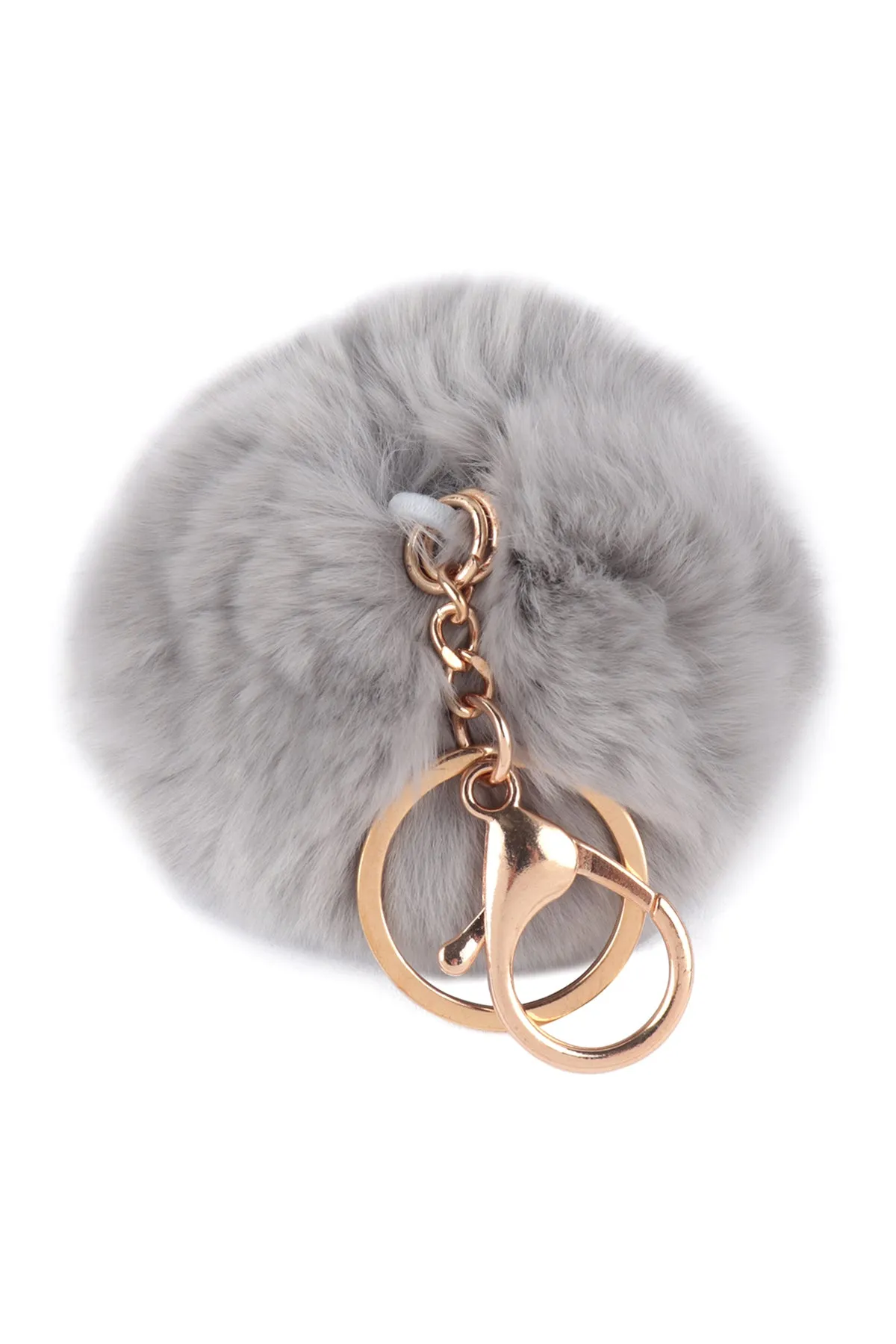 FLUFFY FUR BALL RABBIT POMPOM KEYCHAIN