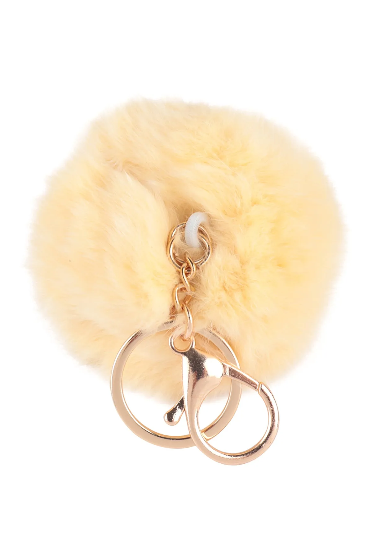 FLUFFY FUR BALL RABBIT POMPOM KEYCHAIN