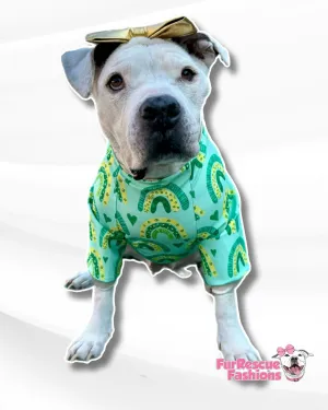 Follow The Rainbow - Dog PAWjama with Green Neck & Trim/Sleeves