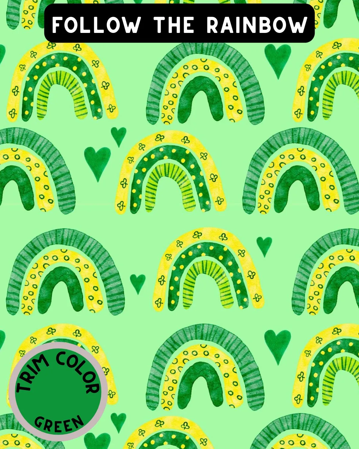 Follow The Rainbow - Dog PAWjama with Green Neck & Trim/Sleeves