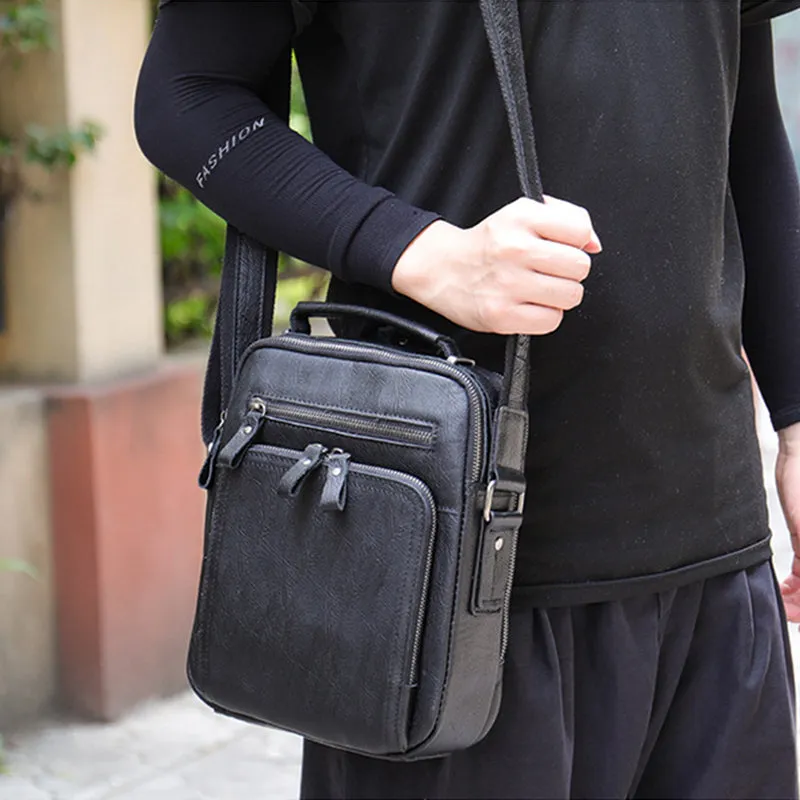 Full Grain Leather Men's Satchel Leather Mens Crossbody Bag Small Leather Shoulder Bag Satchel Bag Retro Messenger Bag