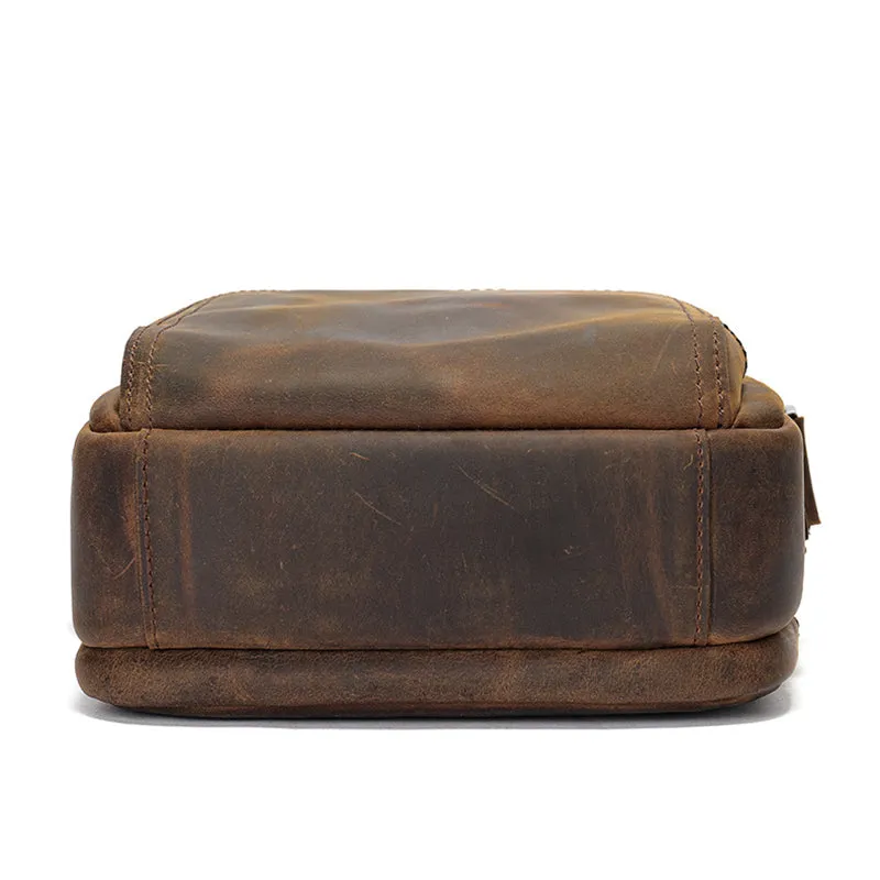 Full Grain Leather Men's Satchel Leather Mens Crossbody Bag Small Leather Shoulder Bag Satchel Bag Retro Messenger Bag