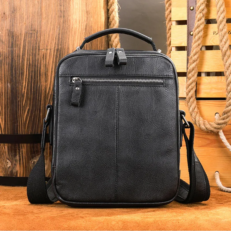 Full Grain Leather Men's Satchel Leather Mens Crossbody Bag Small Leather Shoulder Bag Satchel Bag Retro Messenger Bag