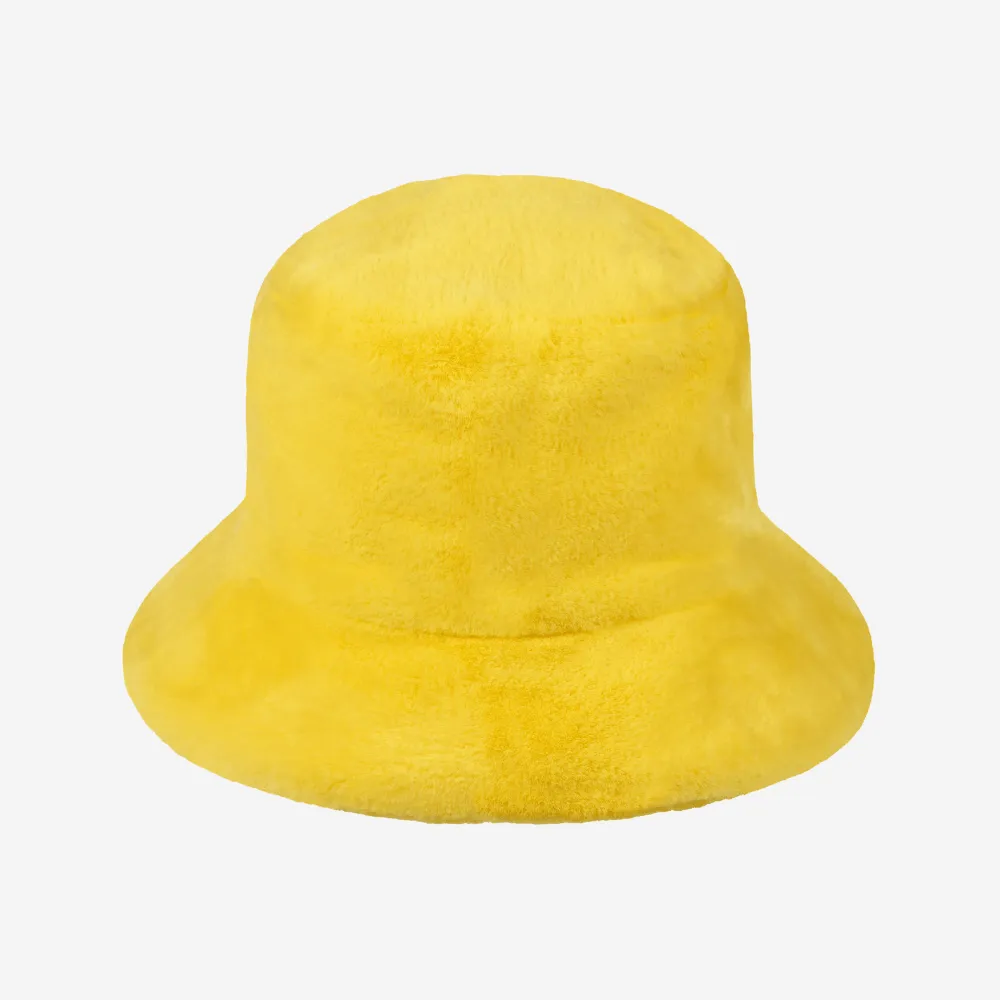 Fur Bucket Hat: Yellow