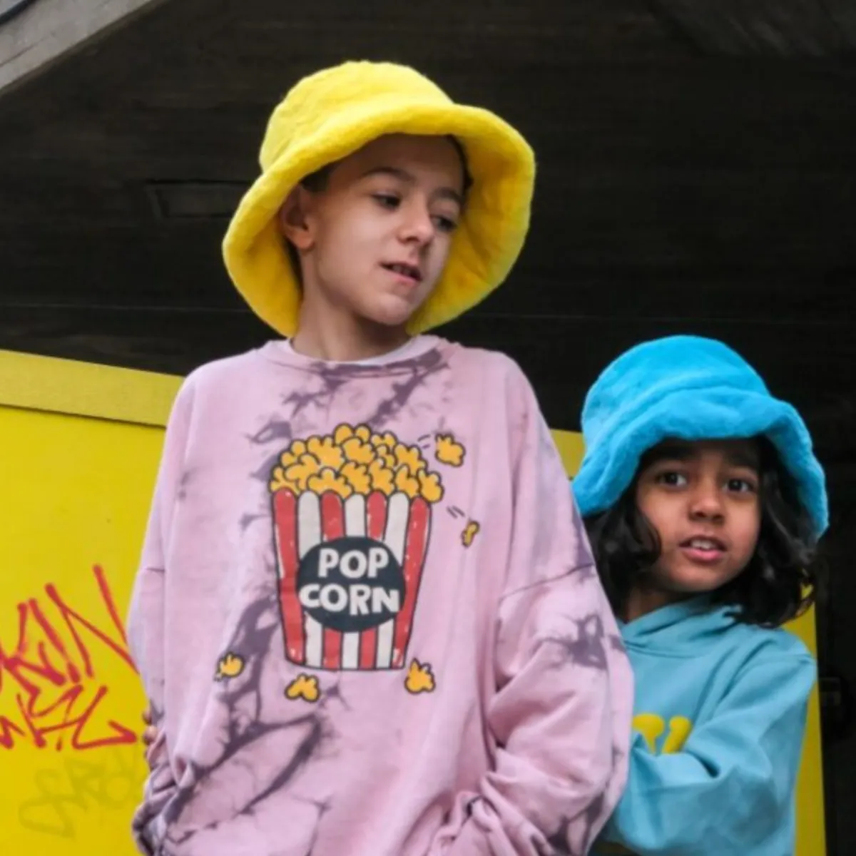 Fur Bucket Hat: Yellow