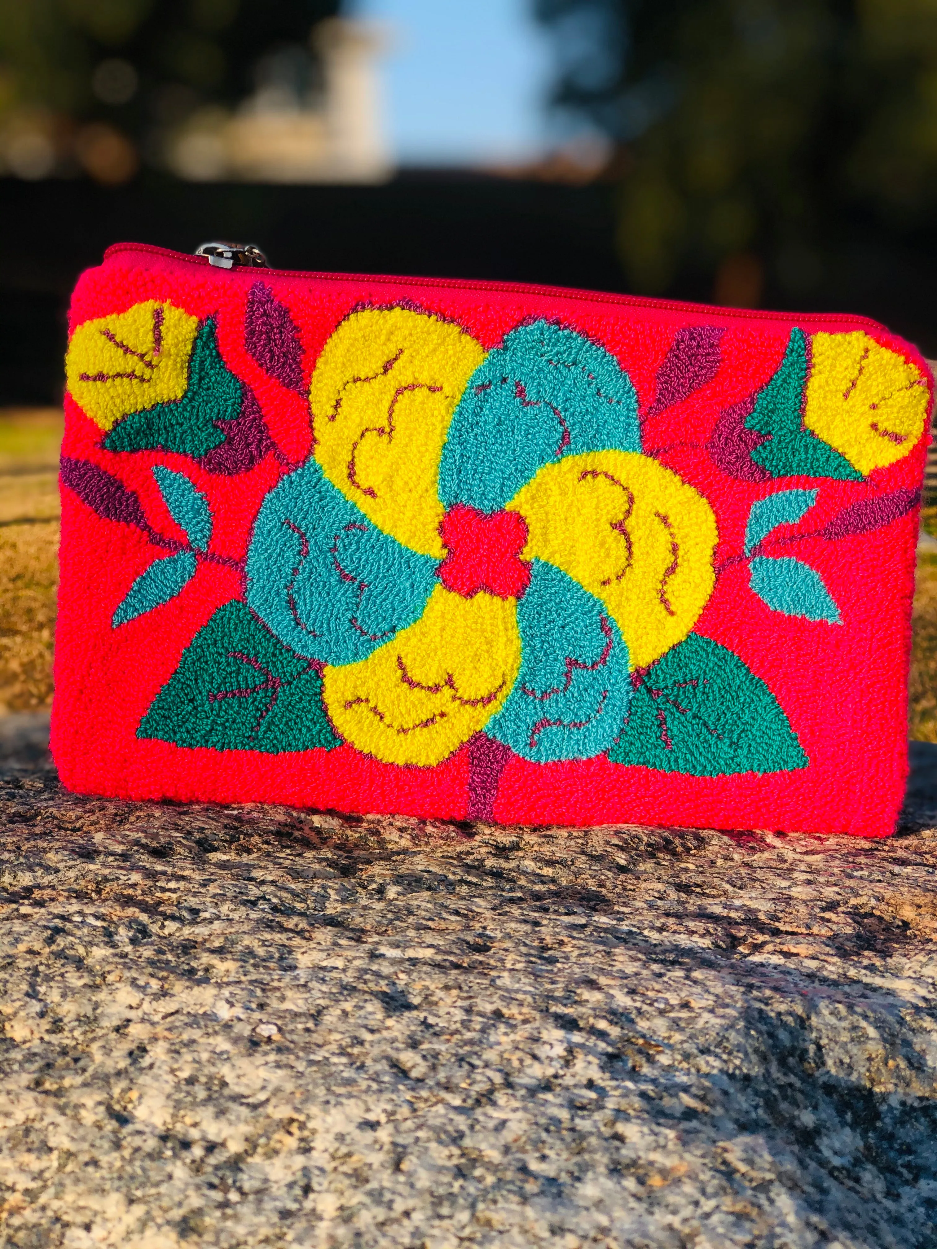 Fuzzy Wayúu Floral Clutch