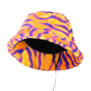 Fuzzy Wuzzy Adjustable Fur Bucket Hat - Tiger - Unisex