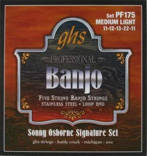 GHS 5-String Banjo 5 String Stainless Steel Medium Light PF175
