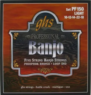GHS 5 String Banjo Phosphor Bronze Light, .010 - .022, PF150
