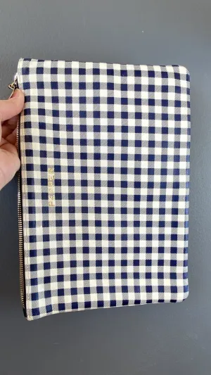 Gingham Zipper Pouch Clutch
