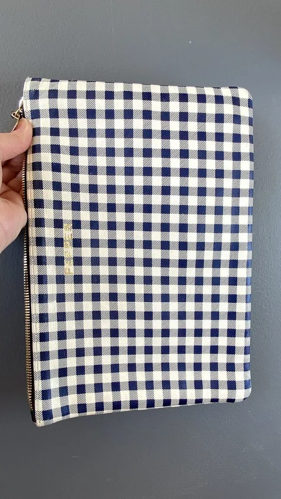 Gingham Zipper Pouch Clutch