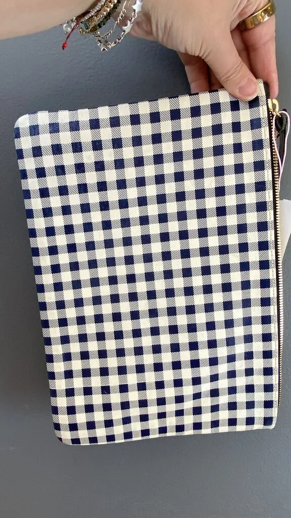 Gingham Zipper Pouch Clutch