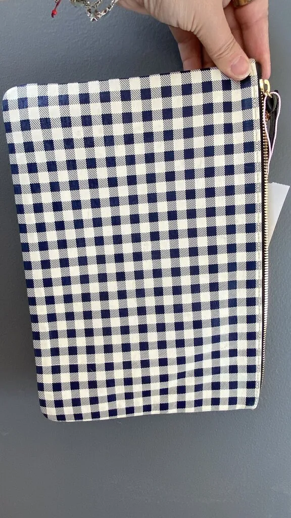 Gingham Zipper Pouch Clutch