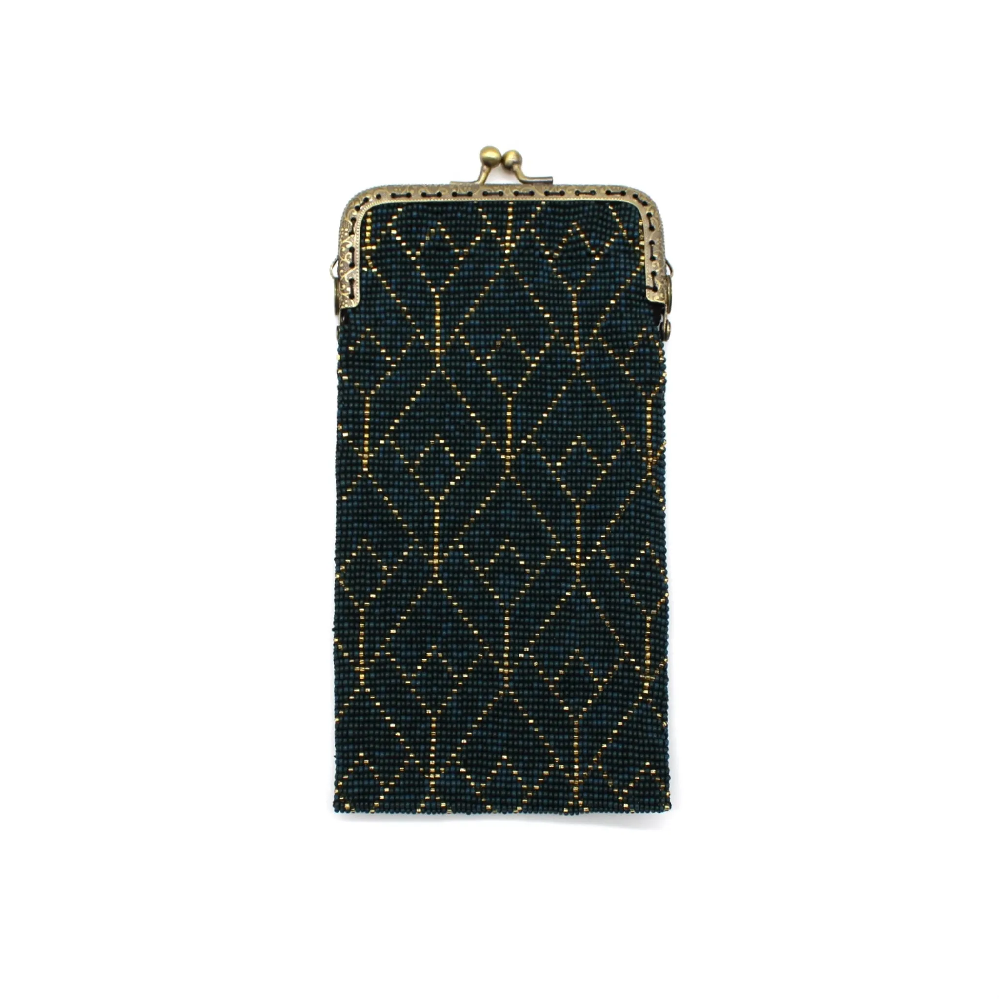Glass Bead Cell Phone Crossbody Bag - DECO TEAL