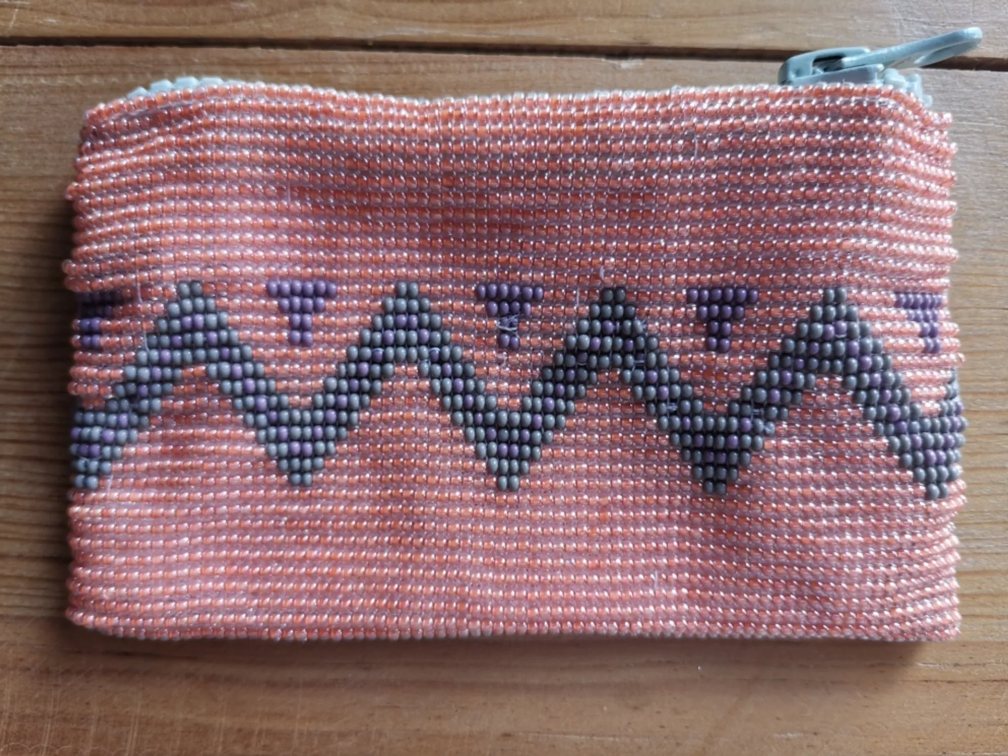 Glass Bead Coin Purse - CAT SALMON