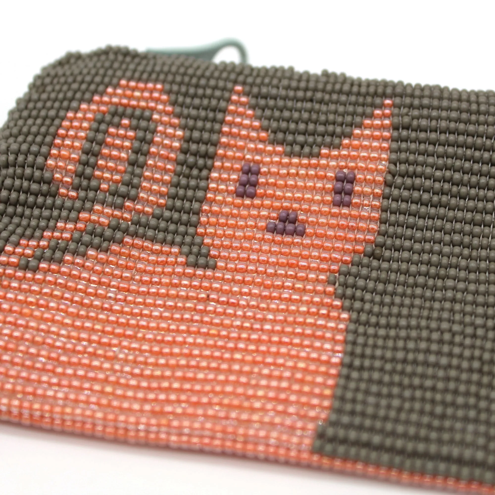 Glass Bead Coin Purse - CAT SALMON