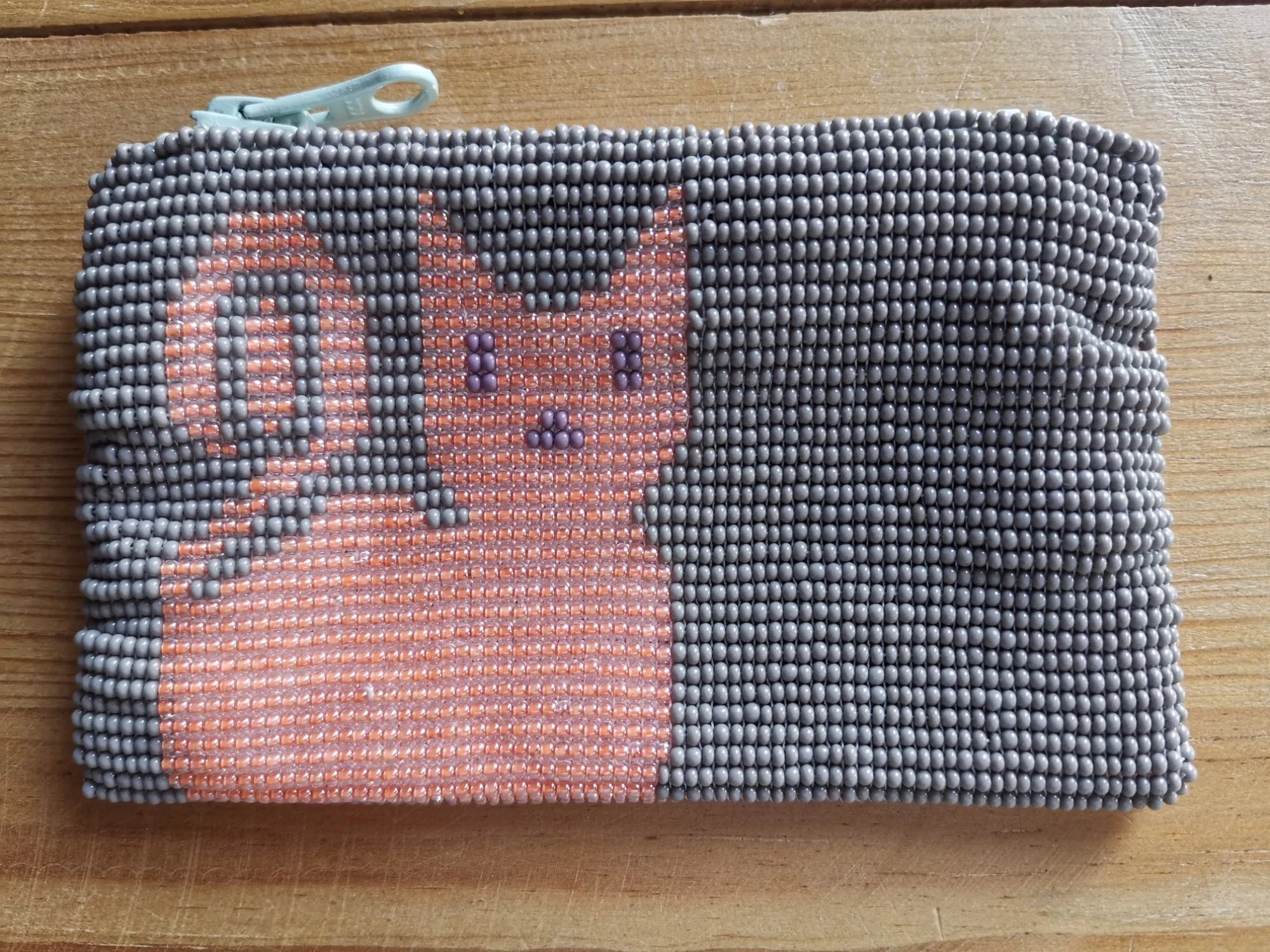 Glass Bead Coin Purse - CAT SALMON