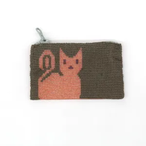 Glass Bead Coin Purse - CAT SALMON