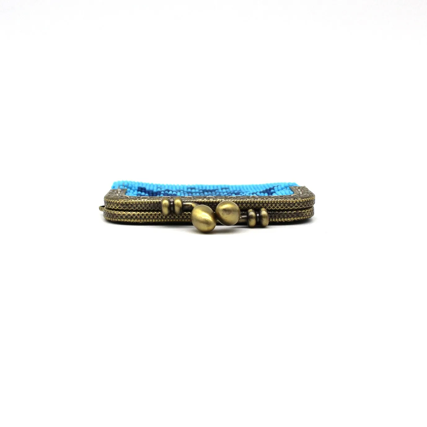 Glass Bead Coin Purse Metal Frame - BLUE EYE