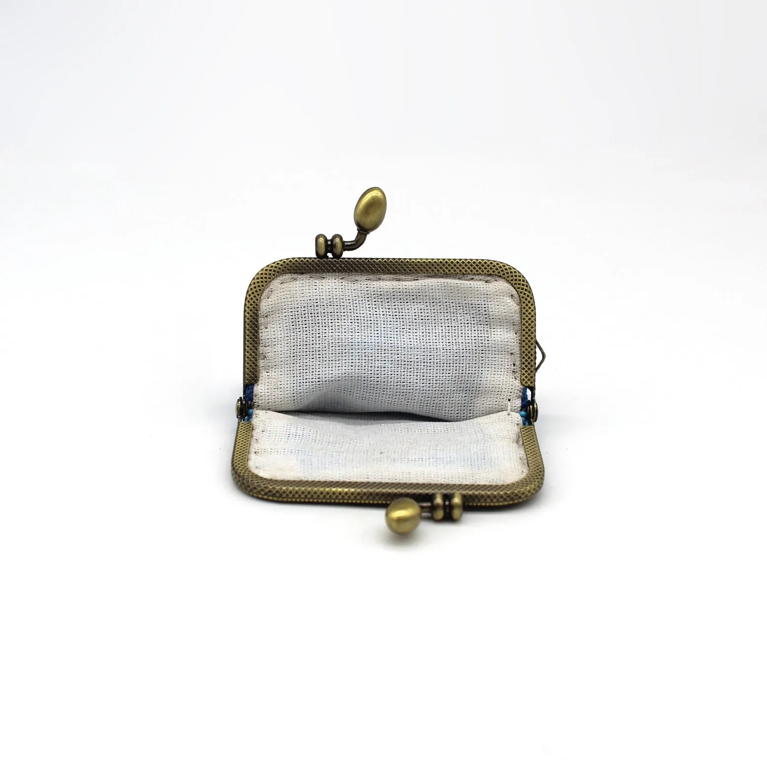 Glass Bead Coin Purse Metal Frame - BLUE EYE
