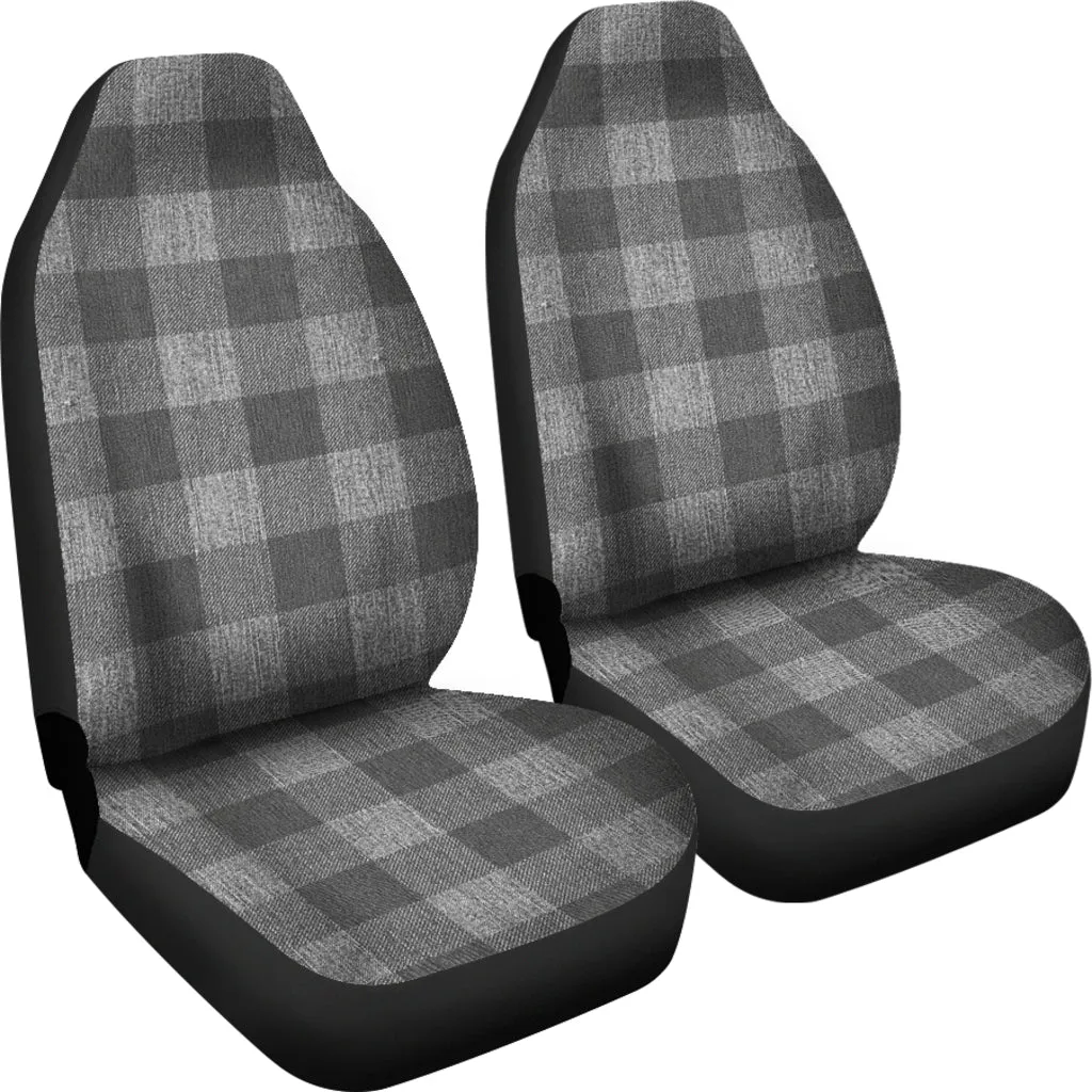 Gray Faux Denim Buffalo Plaid Car Seat Covers Seat Protectors
