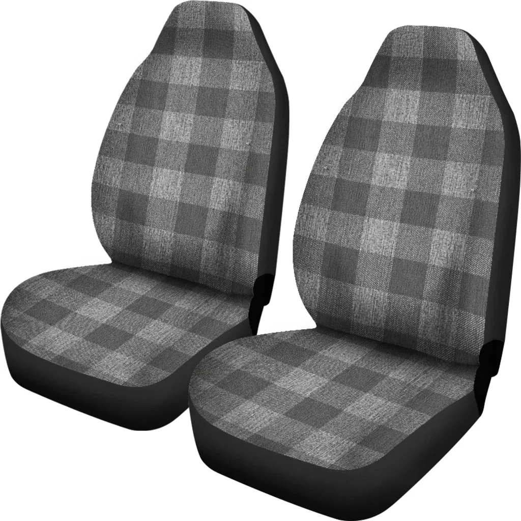 Gray Faux Denim Buffalo Plaid Car Seat Covers Seat Protectors