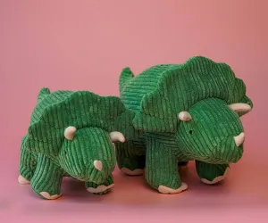Green Corduroy Triceratops Plush Toy