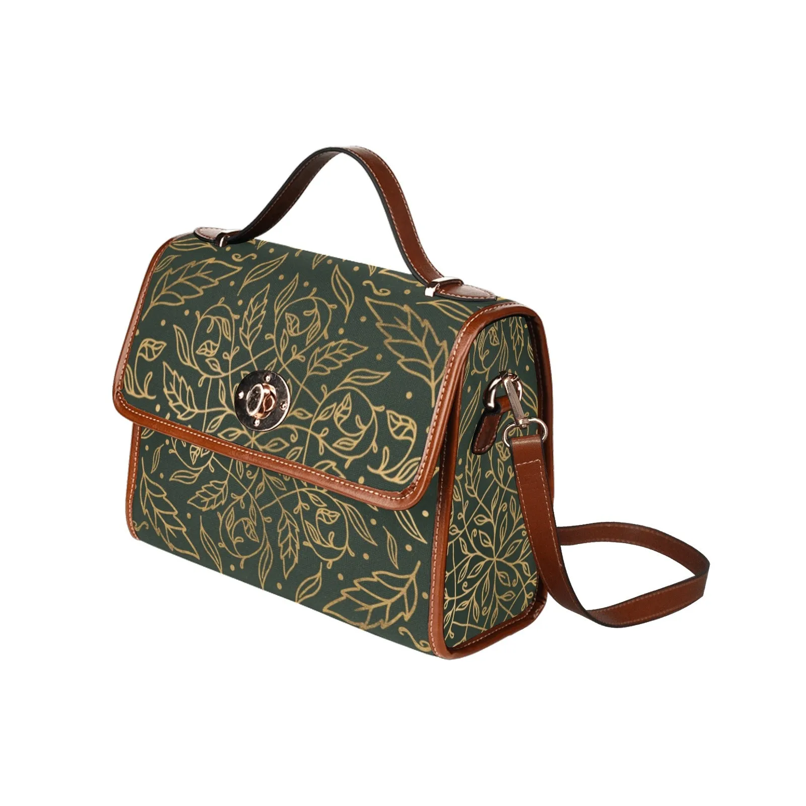 Green Leaf Mandala Canvas Purse