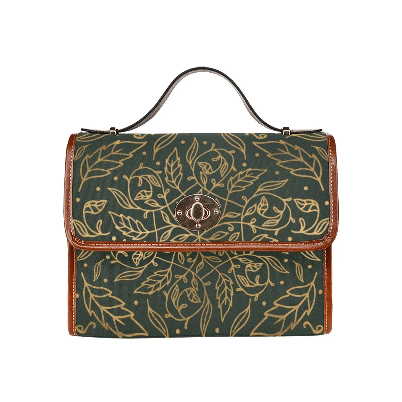 Green Leaf Mandala Canvas Purse